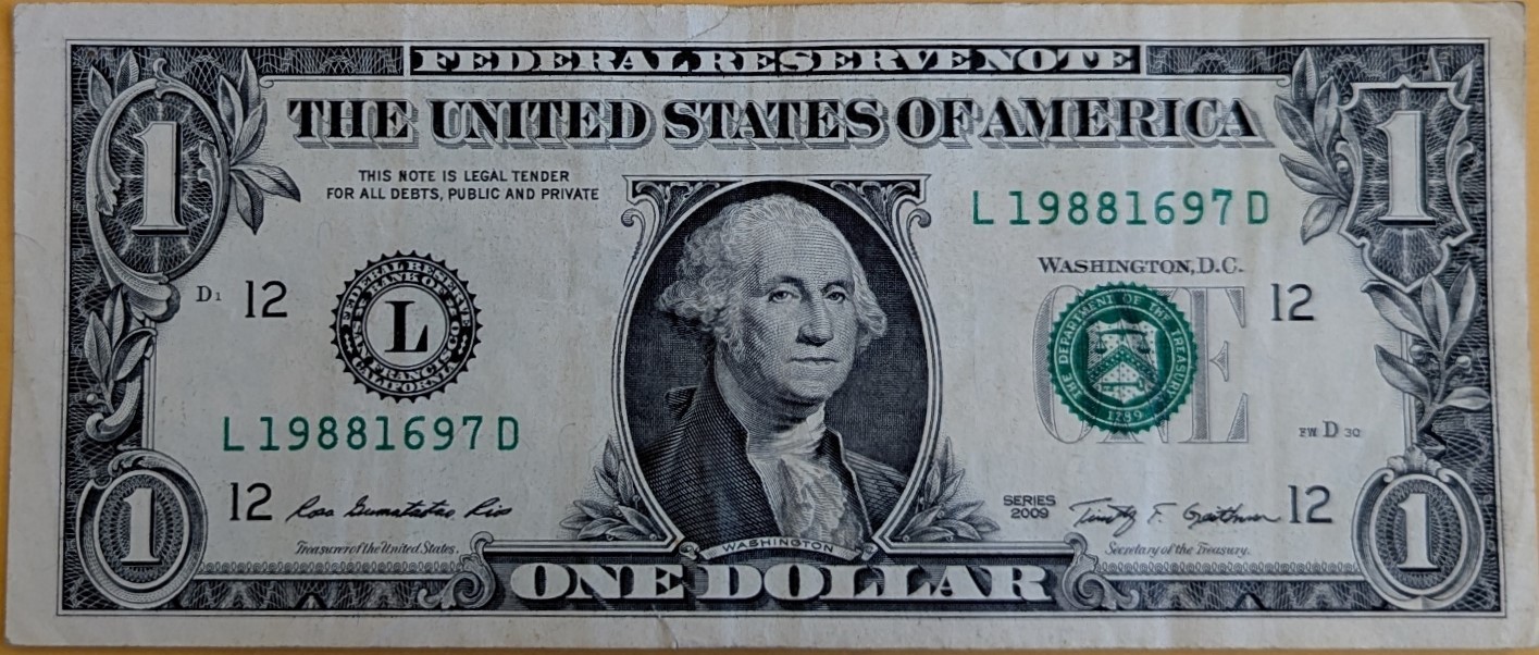 US$1 Fancy Serial Number 2009 Over Inked #7 - $1.95