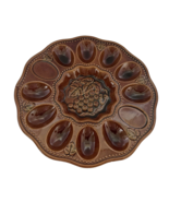 Norleans Grapes Leaves Vine Design Deviled Egg Plate Brown Scalloped Edg... - $22.22