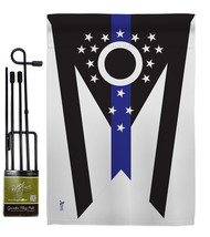 Ohio Think Blue Line - Impressions Decorative Metal Garden Pole Flag Set GS14088 - £23.95 GBP