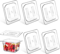 6 Pcs Polycarbonate Food Pan Lids With Handle, 1/6 Size Clear, 6.9 X 6.3... - £26.21 GBP