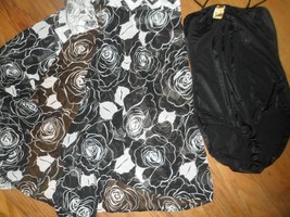 Womans Dance Costume. Anne Cole Blk Wht Floral Wrap,Curtain Call Leotard.Sz Lg - £10.27 GBP