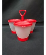 Vintage Tupperware 757-1 Condiment Caddy Server 3 Bowls Red Lids Clean - $261.68 MXN