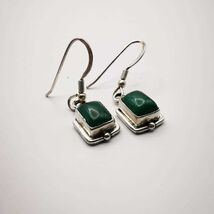 Vintage Women's Earrings "Malachite Box" 925 Sterling Silver, Jewelry, M... - $124.00