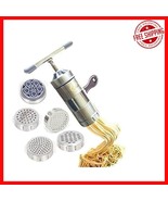 Stainless Steel Pasta Maker - Manual Noodle Press Machine with 5 Moulds ... - $31.67
