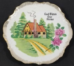 VC)Vintage God Bless Our Home 8&quot; Decorative Plate Wall Hanger Country Home Decor - £7.78 GBP
