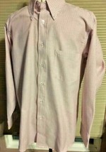 Mens Edwards Red Striped Dress Button Down Shirt L 16.5   SKU 061-31 - $6.88