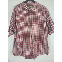 Woolrich Button Front Shirt XL Mens Short Sleeve Red White Pocket Top - £17.29 GBP