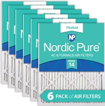 Nordic Pure 16X25X1 (15 1/2 X 24 1/2 X 3/4) Pleated Merv 14 Air Filters 6 Pack - £77.35 GBP