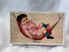 Antique 1800s Volina Drug Victorian Trade Card Advertisement Girl in Ham... - £23.75 GBP