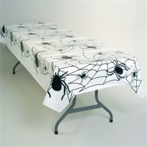 Halloween Spider Webs Plastic Tablecloth 54&quot; X 108&quot; Halloween Tableware - £15.81 GBP