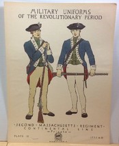 VTG Military Uniforms Revolutionary Period Poster WPA 2nd MA Regiment Pl... - $46.71