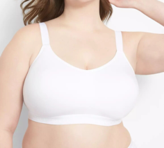Lane Bryant CACIQUE Cotton NO WIRE Full Support Bra WHITE 48DDD 46F 50DD... - $49.01