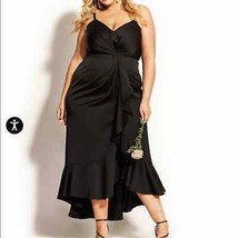 NWT CITY CHIC Passion Maxi Dress - black Size 16 - ruffle hem - £92.19 GBP