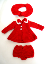 Vintage 1950&#39;s Mary Hoyer (3) Piece Red Knit Outfit Clothes for 14&quot; Doll - £23.17 GBP