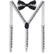 Men AB Elastic Band Black &amp; White Piano Suspender With Maching Polyester... - $89.10 MXN