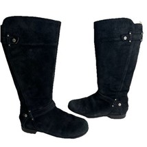 UGG Jillian Black Suede Sheepskin Tall Riding Boots 1001959 Size 5.5 - £55.73 GBP