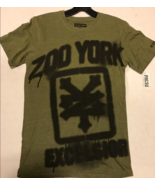MEN&#39;S GUYS ZOO YORK OLIVE GREEN SPRAY LOGO TEE T SHIRT NEW $25 - $16.99