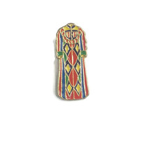 Gold Tone  Colorful Robe Pin Brooch Jewelry Pinback - £6.12 GBP