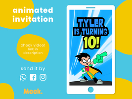 Teen Titans Go Video Invitation Animated, Teen Titan Digital Birthday Invitation - £10.39 GBP
