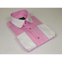 Men 100% Cotton Shirt CIERO MONTERO Turkey #STN 05 Pink/White Collar Slim Fit image 4