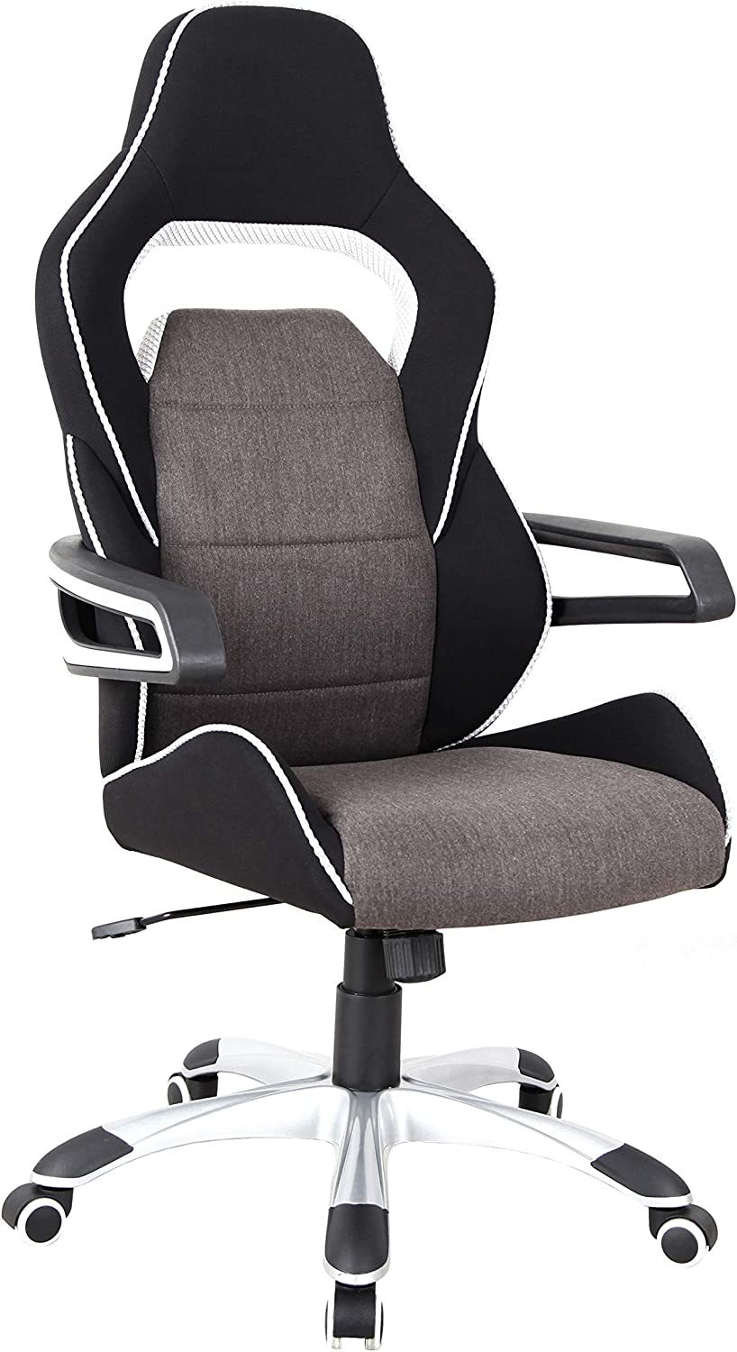 Techni Mobili Executive Ergonomic Upholstered Racing Style Home & Office, Grey - $116.99