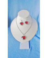 RED HEART NECKLACE, Heart Necklace &amp; Earring Set, Heart Necklace Set for... - £10.01 GBP