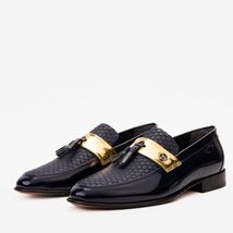 The Imperial Navy Blue & Gold Leather Men Dress Shoe image 2