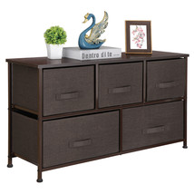 Chest 5-Fabric Drawer Sturdy Closets Bedroom Storage Cabinet Brown Dressers - £65.33 GBP