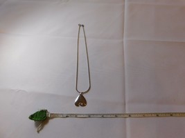 Pierre Cardin necklace vintage silver tone charm box chain upside heart logo - £36.59 GBP