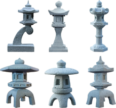 6Pcs Miniature Pagoda Statues, Japanese Lantern Pagoda Style Asian Decor, Chines - £21.06 GBP