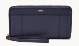 New Fossil Jori Zip Clutch wristlet RFID wallet Midnight Navy - £37.77 GBP