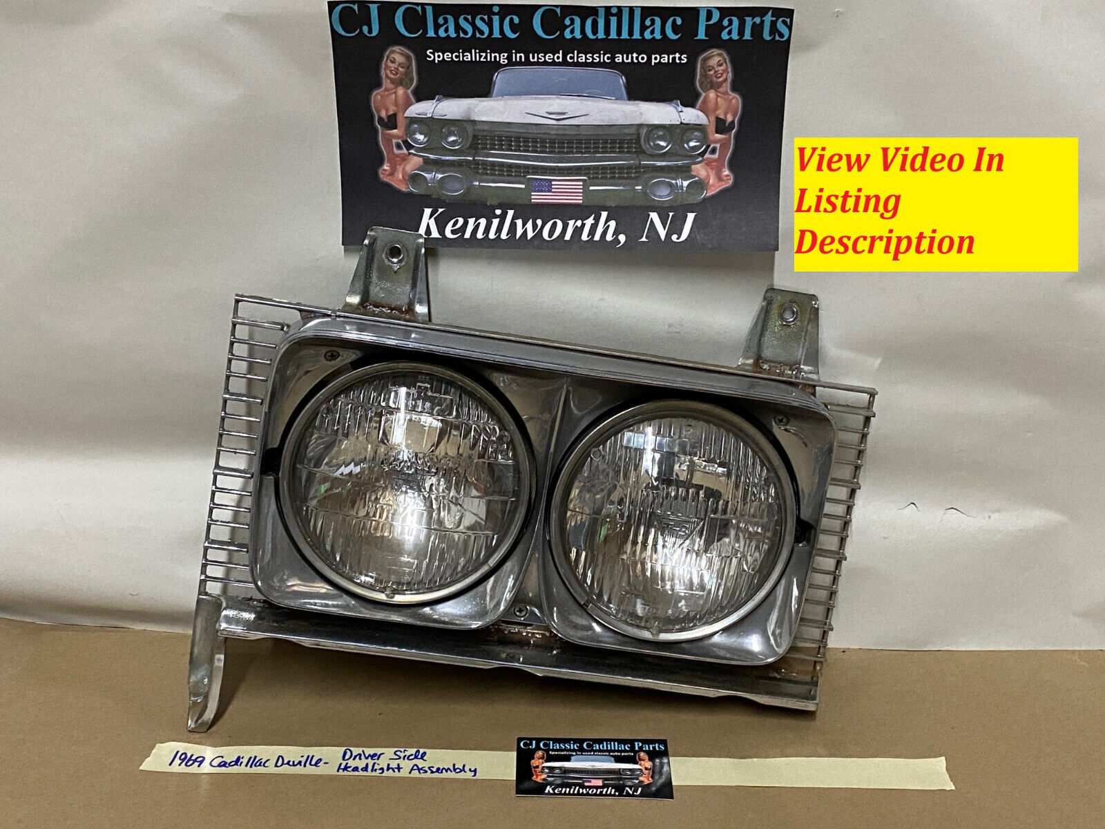 Primary image for 69 Cadillac Deville LEFT DRIVER SIDE HEADLIGHT ASSEMBLY GRILL HOUSING BUCKETS