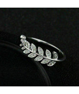 1CT Lab Created VVS1/D Diamond Leaf Wedding Band Ring 14K White Gold Over - £77.72 GBP