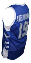 Giannis Antetokounmpo #19 Greece Basketball Jersey New Sewn Blue Any Size image 4