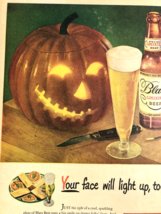 1947 Milwaukee&#39;s Blatz Beer Halloween Jack O Lanter Light Up Too Print Ad - $15.51