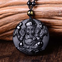 Ganesh manta natural stone black obsidian crystal wealth powerful amulet pendant 01 thumb200