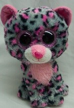 TY Beanie Boos BIG EYED GRAY &amp; PINK TASHA THE LEOPARD 6&quot; Plush STUFFED A... - $14.85