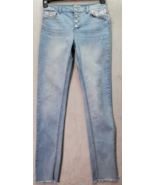 SO Jeans Girls Size 14 Light Blue Denim Cotton Skinny Lace Trim Snap But... - $20.25