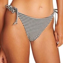Andie Swim The String Bikini Bottom Tie Sides Gingham Plaid Black White XL - $28.91