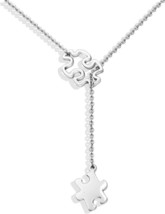 BNQL Autism Awareness Puzzle Lariat Necklace Motivational Autism Gift (Silver Y - £33.00 GBP