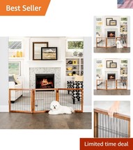 Durable 62-Inch Adjustable Wooden Dog Gate with Child-Proof Locking Door - $67.49