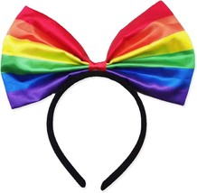 Pride Day Headbands Rainbow Bowknot Head Bopper LGBT Gay Pride Parade Party Hair - £16.56 GBP