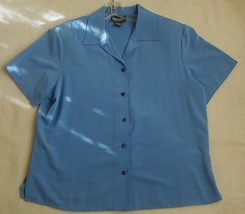 Notations Blue Short Sleeve Buttondown Blouse Size L Large - £9.65 GBP