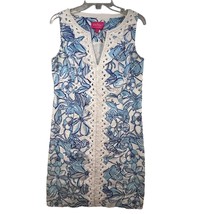 Lilly Pulitzer Retro 60&#39;s Blue Floral Nautical Midi Sleeveless Lined Dre... - £77.86 GBP