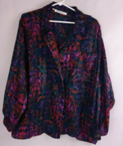 Vintage 80s Divesity Women&#39;s Sheer Colorful Floral Blouse Size 38/18W - £15.33 GBP