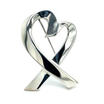 Tiffany &amp; Co Estate Heart Brooch Pin Sterling Silver By Paloma Picasso TIF676 - £184.11 GBP