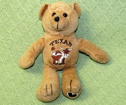 9&quot; Texas Teddy Bear Plush Brown Stuffed Animal Travel Souvenir Long Horn Bull - £7.23 GBP