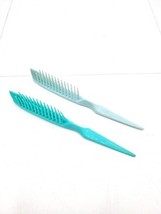 Vintage Lot Of 2 Caress Hair Brushes Turquoise Light Blue Teasing Comb B... - $24.95