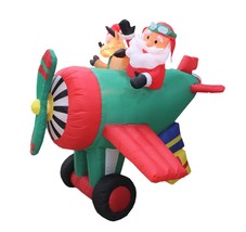 Christmas Inflatable Animated Santa Claus Reindeer on Helicopter Yard Decoration - £112.51 GBP