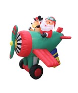 Christmas Inflatable Animated Santa Claus Reindeer on Helicopter Yard De... - £111.90 GBP